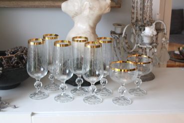 Vintage Glas Set vergoldet Florenz