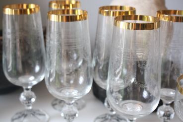 Vintage Glas Set vergoldet Florenz