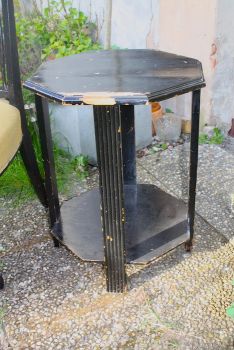 Set aus Vintage Stuhl & Tisch schwarz