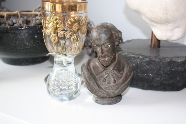 Vintage Skulptur Büste Kopf Metall