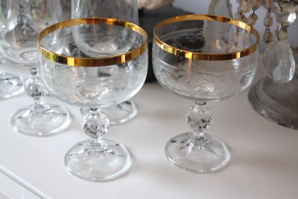 Vintage Glas Set vergoldet Florenz